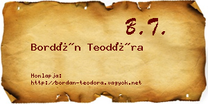 Bordán Teodóra névjegykártya